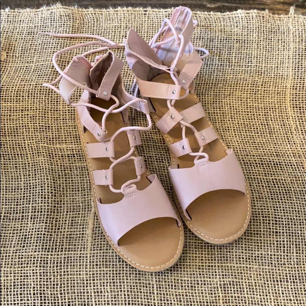 Girls pink lace up sandal